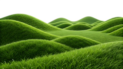 Abstract grassy mounds landscape transparent background