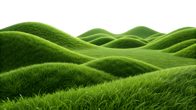 Abstract grassy mounds landscape transparent background