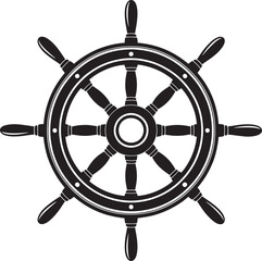 Obraz premium Classic nautical ship s wheel emblem design for maritime themes