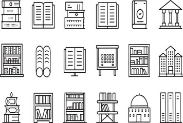 Obraz premium Bookshelves and buildings collection library architecture