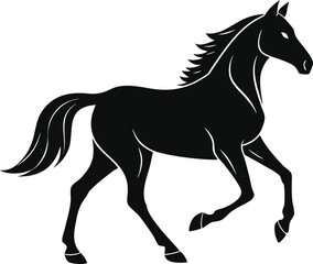 Obraz premium Black horse running gracefully silhouette motion