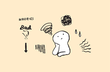 モヤモヤと悩む人のベクターイラストセット