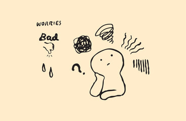 モヤモヤと悩む人のベクターイラストセット