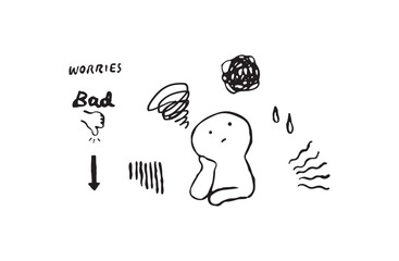 モヤモヤと悩む人のベクターイラストセット