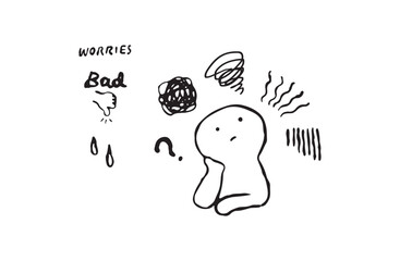 モヤモヤと悩む人のベクターイラストセット