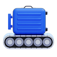 PNG 3D Suitcase on Airport Conveyor Belt Icon Isolated on a White Background