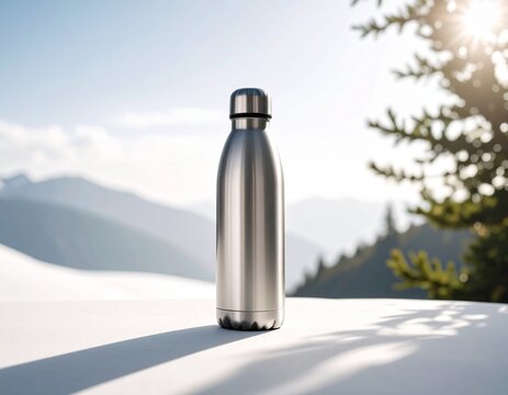 "Epic product hero shot: a rugged metal bottle, on a pristine white stage, dramatic side lighting, full HD, ready for a billboard."

