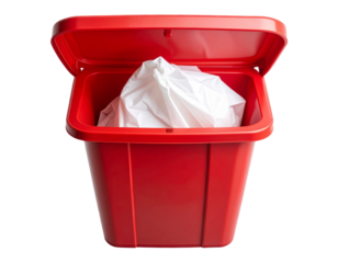  “Open Blue Trash Can with Visible Inner Liner Bag, Isolated PNG”.
