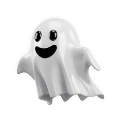 Illustration of a friendly cartoon ghost floats with a cheerful expression, perfect for halloween themed designs isolated on transparent background