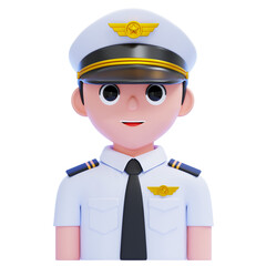 PNG 3D Smiling Cartoon Airline Pilot in Uniform Illustration Isolated on a White Background © sonisokell