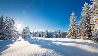 Obraz premium serene winter landscape with snow covered trees