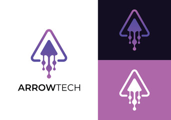 This is a tech arrow logo with graduating colors. This logo is suitable for any company in the field of technology.