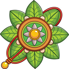 Eco-Friendly Rakhi with Natural Materials – Bold Green Flat Vector