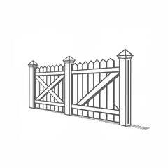 Wrought iron gate and fence set with vintage metal bars design