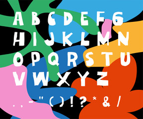 Cute font type illustration, doodle typography. Grunge