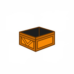 Old wooden chest with metal clasps isolated on a white background