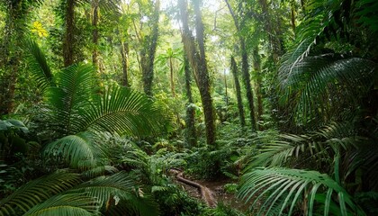 exploring lush tropical foliage in a vibrant rainforest during daylight