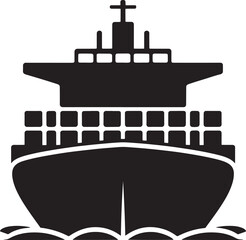 Obraz premium Silhouette of a large cargo ship sailing on the ocean waves