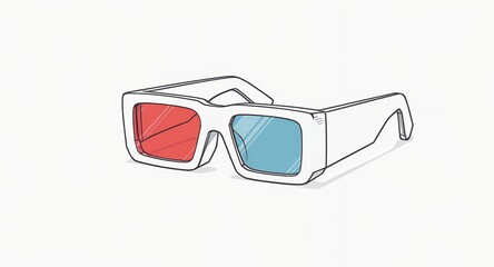 3D Glasses Anaglyph Cinema Movie Illustration Vector Red Cyan Stereoscopic Visual Effec