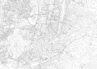 Fototapeta premium Black and White Highway Map of Vilnius