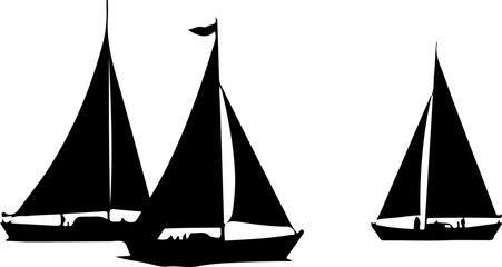 sailing ship silhouette, boat, sail, sailboat, sailing, yacht, sea, water, ship, ocean, travel, sport, nautical, vessel, wind, vector, sky, silhouette, vacation, cruise, race, summer, sails, mast, ill