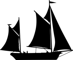 sailing ship silhouette, boat, sail, sailboat, sailing, yacht, sea, water, ship, ocean, travel, sport, nautical, vessel, wind, vector, sky, silhouette, vacation, cruise, race, summer, sails, mast, ill