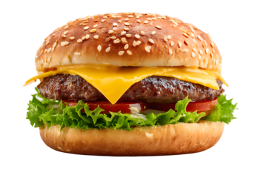Fresh cheeseburger on a transparent background