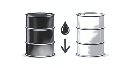 Oil Barrel Black and White Liquid Industry Energy Resource Fuel Container Storage Tran