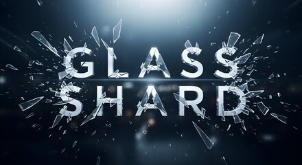 Glass shard text effect with shattered fragments on a dark background creating a dynamic design