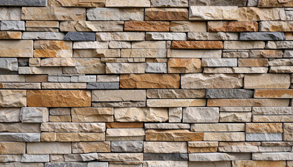 Fototapeta premium Stone Wall: A close-up perspective showcases the textural richness of a carefully constructed stone wall, revealing its natural beauty, perfect for design projects.