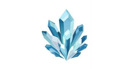 Stunning Blue Crystal Cluster Geometric Gemstone Illustration Facet Design Sparkling Mineral
