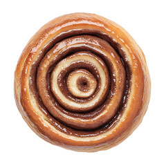 Fototapeta premium Top View of a Glazed Cinnamon Roll with Spiral Layers