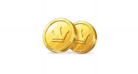 Two Golden Coins with Crowns  Royal Reward Concept Illustration