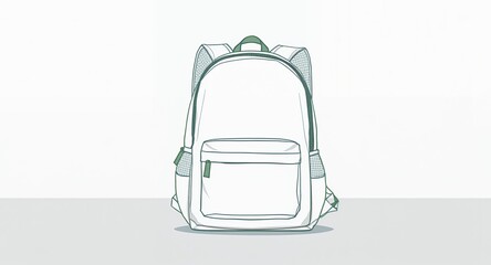 White Backpack Design School Bag Travel Bag Illustration