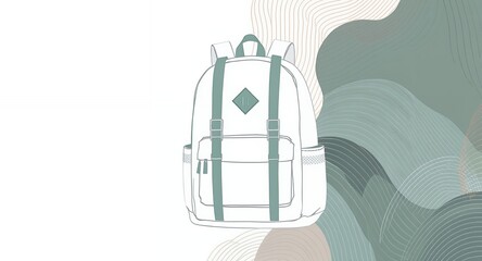 White Backpack illustration school bag travel bag rucksack design fashion accessory stylis