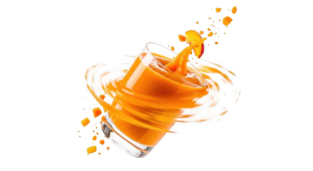 Fresh Mango Orange Juice Splash PNG Vibrant Tropical Beverage