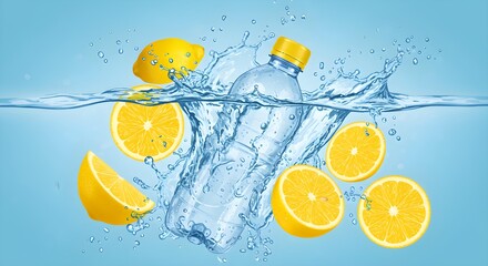 Quench your thirst with refreshing water and lemon slices perfect for summer beverage promotions