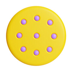 Fototapeta premium Delightful Cookie Isolated On White Background: A vibrant and appetizing cookie with a bright yellow hue, studded with colorful purple dots.