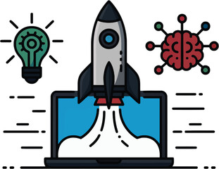 Obraz premium Startup Launch Rocket Successful Business Concept