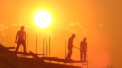 Fototapeta premium Workers in Hot Weather: Safety, Challenges, and Protective Measures for Heat-Exposed Labor. From construction sites and farm fields to outdoor maintenance crews and delivery personnel, workers facing