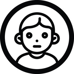 Black and white simple icon of a person in a circle user profile