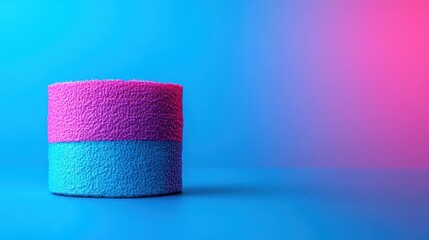 Fototapeta premium Pink and blue cylinder on vibrant backdrop