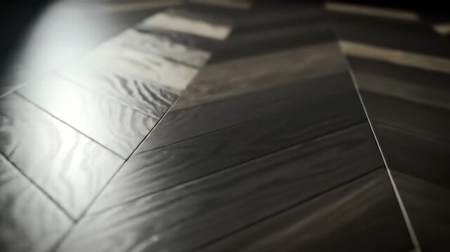 Dark wood-look flooring with a herringbone pattern