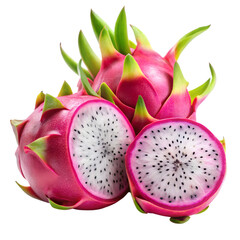 Fresh dragon fruit pitaya isolated on transparent background