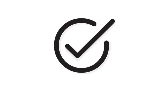 check mark Successfully, check mark black icon with shadow animation on white background, check mark list