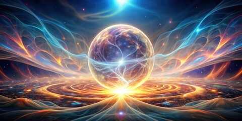 Fototapeta premium Cosmic Orb A Celestial Genesis of Energy and Light, Embracing the Universe's Radiant Birth