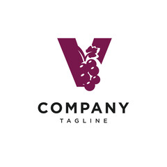 Letter V Grape or Wine Logo Icon vector