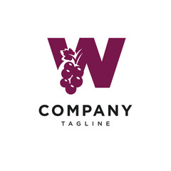 Letter W Grape or Wine Logo Icon vector