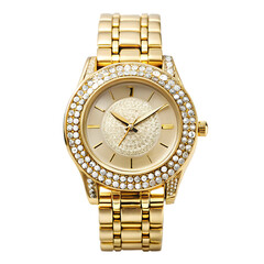 Luxury gold watch with diamonds isolated on transparent background