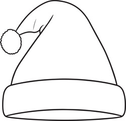 Christmas Santa Hat Silhouette in Black | Festive Cap Illustration Vector Format